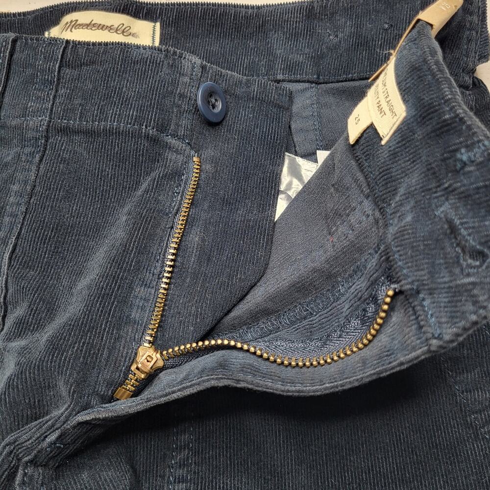 Madewell Slim Straight Utility Corduroy Pants Navy Blue Garment Dye Mid Rise 25 - Picture 7 of 12